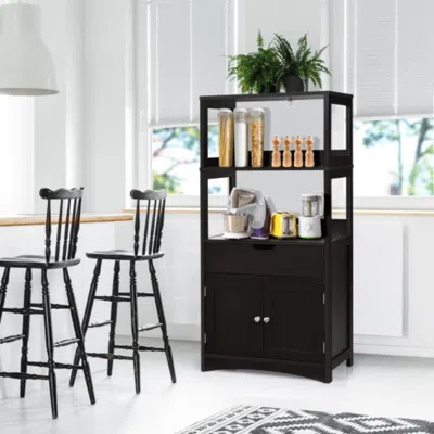 Hivvago Bathroom Storage Cabinet With Drawer And Shelf Floor Cabinet-black