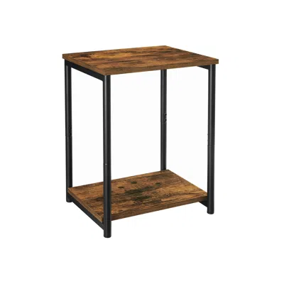 Breebe Industrial Brown 2-tier Small Side Table