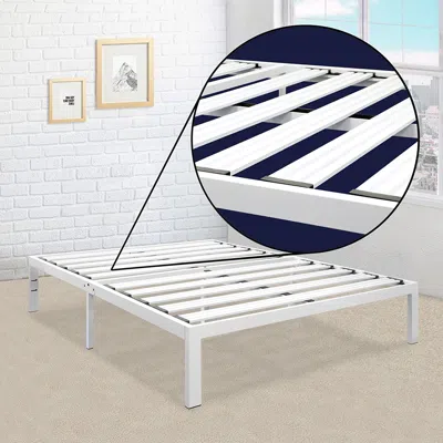 Quikfurn King Size Heavy Duty Metal Platform Bed Frame In White