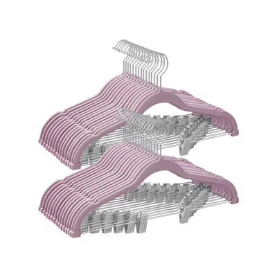 Breebe Set Of 30 Velvet Hangers With Clips Pale Purple