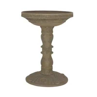 Quikfurn Outdoor Fiberglass Bird Bath In Aged Granite Stone Finish