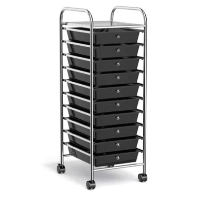 Hivvago 10 Drawer Rolling Storage Cart Organizer With 4 Universal Casters-black
