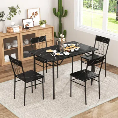 Hivvago 5-piece Dining Table Set For 4 With Kitchen Table And 4 Dining Chairs-black