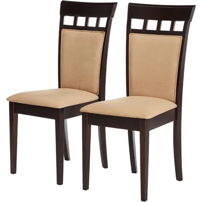 Quikfurn Set Of 2- Contemporary Dining Chairs In Cappuccino Finish