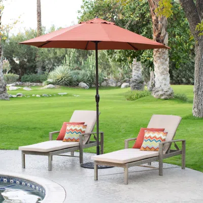 Quikfurn 9-ft Patio Umbrella In Terracotta With Metal Pole And Tilt Mechanism