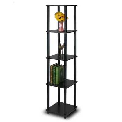 Quikfurn 5-tier Square Corner Display Shelf Bookcase In Espresso/black