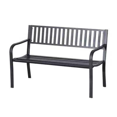 Quikfurn Outdoor Black Metal Garden Bench With 550 Lb Max Weight Capacity