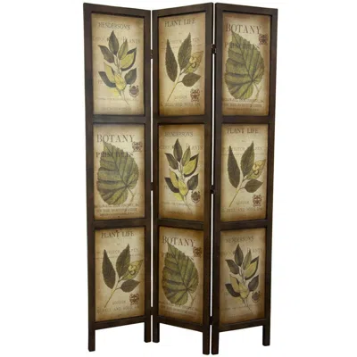 Quikfurn 3-panel Double Sided Floral Botany Plant Life Floral Leaves Room Divider