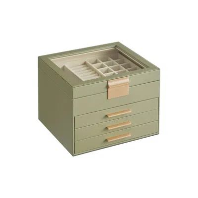 Breebe Jewelry Box With Glass Lid, 4-layer Jewelry Organizer, 3 Drawers, For Big And Small Jewelry