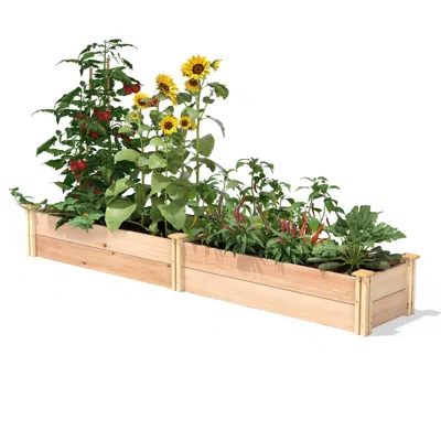 Quikfurn 16 In X 96 In Farmhome Narrow Cedar Wood Raised Garden Bed - Made In Usa