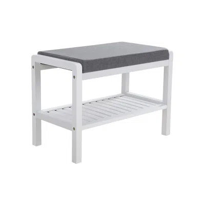 Breebe White Shoe Rack Bench With Padded Top