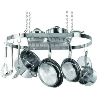 Quikfurn Stainless Steel Oval Pot Rack For Kitchen Cookware Storage
