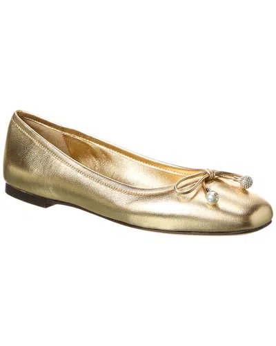Jimmy Choo Elme Metallic Leather Ballet Flats In Gold