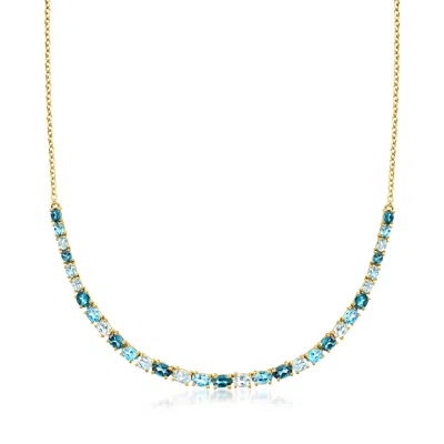 Ross-simons Tonal Blue Topaz Graduated Necklace In 18kt Gold Over Sterling. 18 Inches In Multi