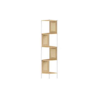 Breebe 5-tier Corner Shelf Stand With Polyrattan Sides Oak Beige