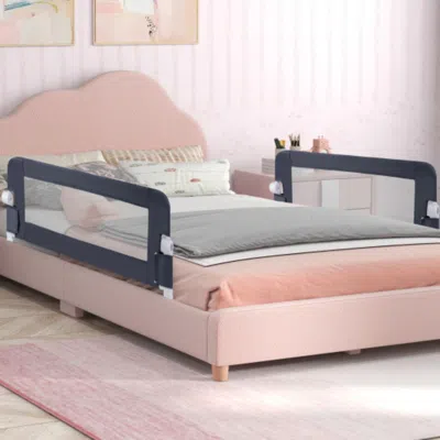 Hivvago Foldable Bed Rail Swing Down Baby Bed Guard Rail-gray