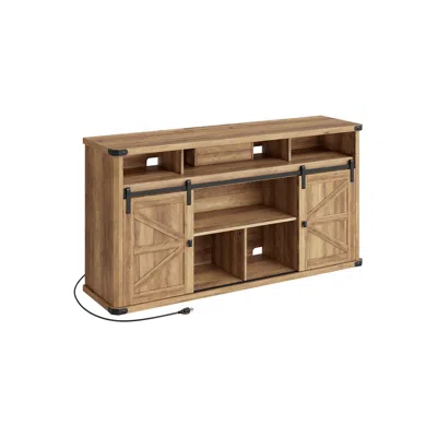 Breebe Tv Stand For Tvs Up To 65 Inches, Farmhouse Entertainment Center With Sliding Barn Doors
