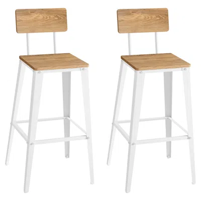 Breebe Set Of 2 Bar Stools, Bar Height Stools, Tall Bar Stools With Back, Bar Chairs