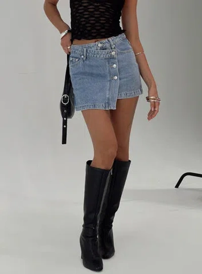 Princess Polly Lower Impact Denis Mini Denim Skirt In Light Blue