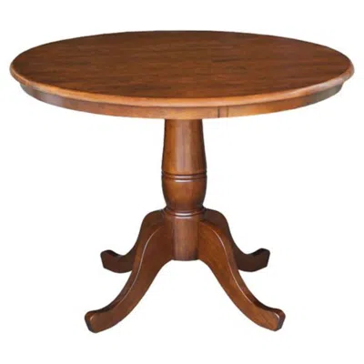 Quikfurn Round 36-inch Pedestal Dining Table In Espresso Finish