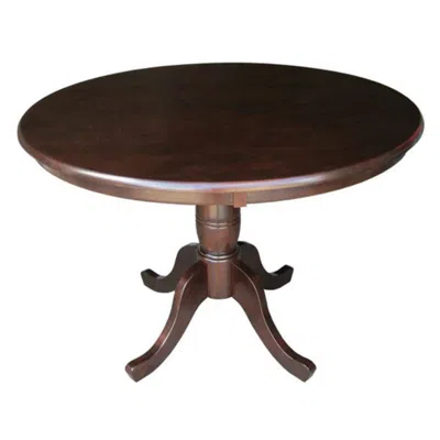 Quikfurn Round 36-inch Solid Wood Kitchen Dining Table In Rich Mocha