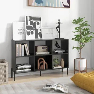 Hivvago Open-back Bookshelf With Drawer For Study-black