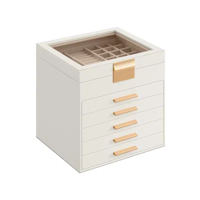 Breebe 6-layer Jewelry Box With Lid Cloud White And Gold Color