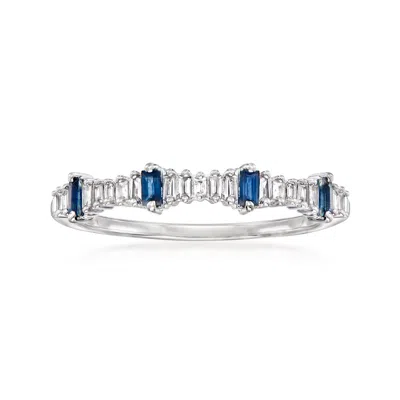 Ross-simons Diamond And . Sapphire Stackable Ring In 14kt White Gold