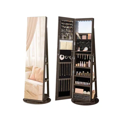 Breebe 6 Leds Lockable Mirror Jewelry Cabinet