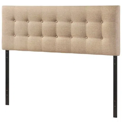 Quikfurn Full Size Beige Tan Taupe Fabric Upholstered Button Tufted Headboard