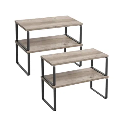 Breebe Set Of 4 Kitchen Counter Shelves Ink Black And Heather Greige