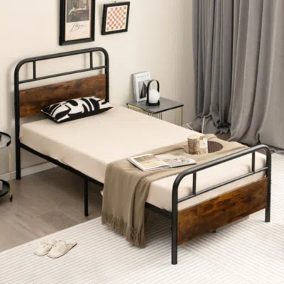 Hivvago Twin/full/queen Size Bed Frame With Industrial Headboard-twin Size