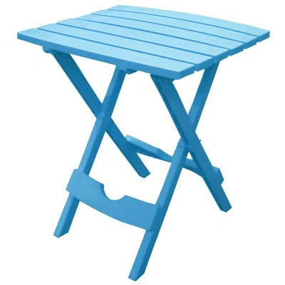 Quikfurn Pool Blue Folding Side Table In Durable Patio Furniture Plastic Resin