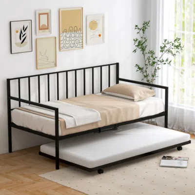 Hivvago Twin Size Daybed And Trundle Frame Set Trundle Bedframe