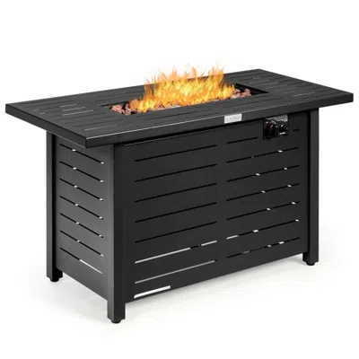 Quikfurn 60,000 Btu Brown Rectangular Portable Lp Gas Propane Fire Pit Table