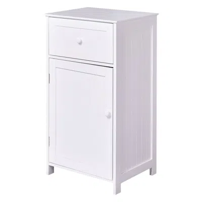 Quikfurn White Wood Bathroom Storage Floor Cabinet With Water Resistant Finish