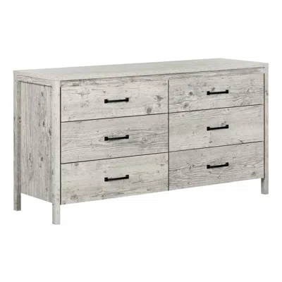 Quikfurn Modern Washed Pine 6 Drawer Double Dresser