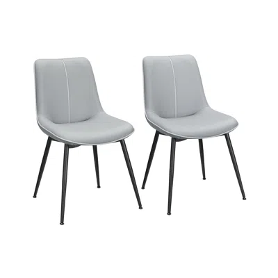 Breebe Set Of 2 Upholstered Leather Dining Chairs Dove Gray