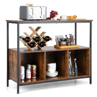 Hivvago Modern Kitchen Buffet Sideboard With 3 Compartments-rustic Brown