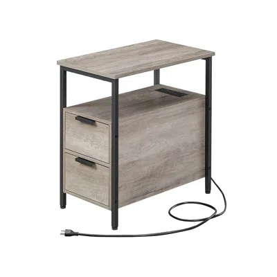 Breebe Side Table With Charging Station Greige And Black