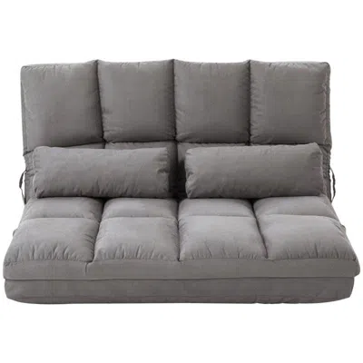 Quikfurn Dark Grey Polyester Suede Fabric Floor Sofa Bed Recliner With Adjustable Back