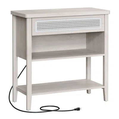 Breebe Console Table With Power Outlets Oatmeal Beige