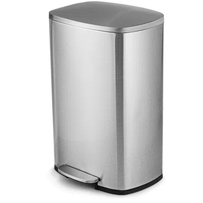 Quikfurn 13-gallon Modern Stainless Steel Kitchen Trash Can With Foot Step Pedal Design
