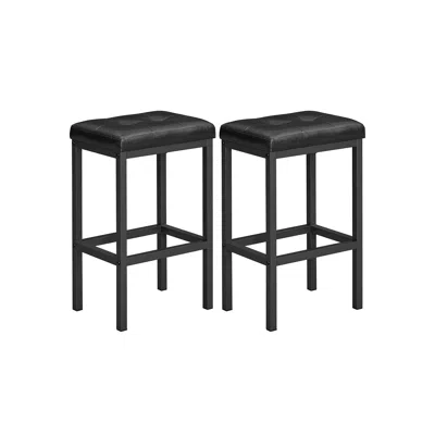 Breebe Set Of 2 Black Bar Stools With Cushion