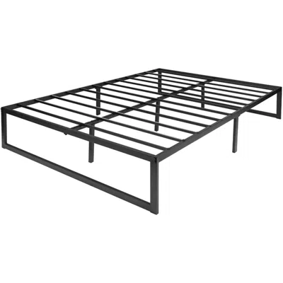 Quikfurn Full Size 14 Inch High Heavy Duty Black Metal Platform Bed Frame