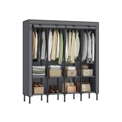 BREEBE WARDROBE CLOSET WITH 4 HANGING RAILS AND 8 SHELVES DOVE GRAY 