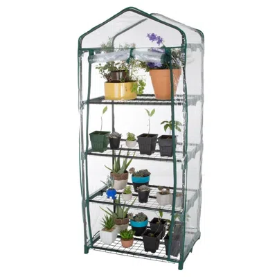 Quikfurn Durable 4-tier Plant Stand Greenhouse With Zippered Pvc Cover