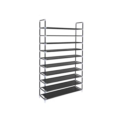 Breebe Black Fabric 10 Tiers Shoe Storage Rack