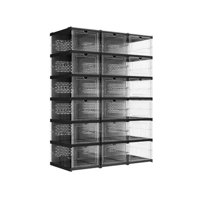 BREEBE PACK OF 18 STACKABLE SHOE BOXES TRANSPARENT AND INK BLACK 