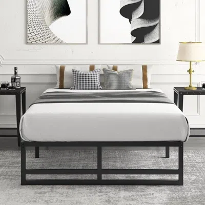 Quikfurn Twin Size Black Metal Platform Bed Frame With Under-bed Storage Space